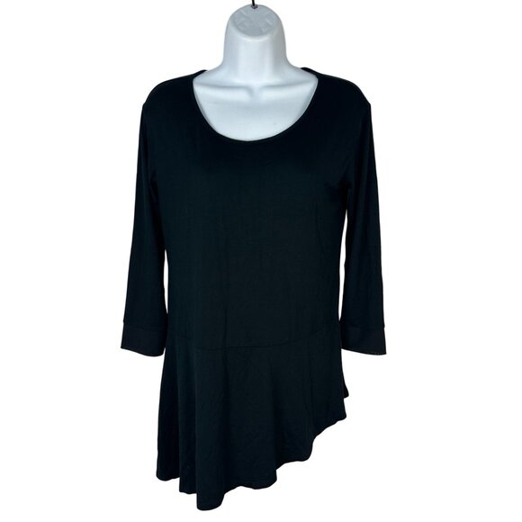 Karen Kane Black Asymmetrical Hem 3/4 Sleeve Tunic Top Size XS - Picture 1 of 4